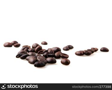 Roasted Coffee Beans Over White Background