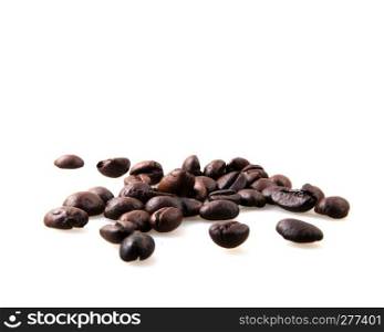 Roasted Coffee Beans Over White Background