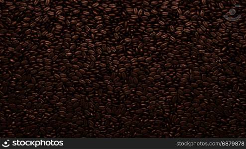 Roasted Coffee beans texture or background. 3d rendering, 3d illustration