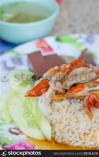 Roasted duck, Chinese style, served with steamed rice