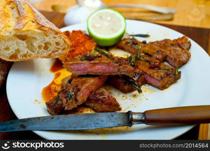 roasted grilled ribeye beef steak butcher selection