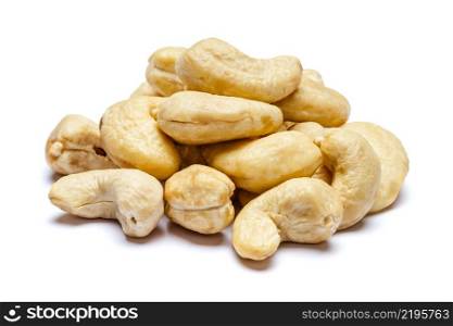 Roasted organic cashew nuts isolated on white background. Clipping path. Roasted cashew nuts isolated on white background. Clipping path