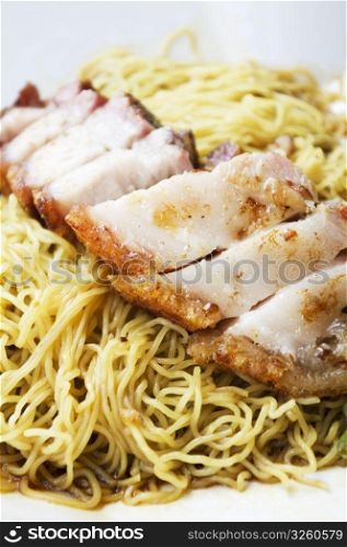 roasted pork noodle, a kind of chinese cuisine, popular in Hong Kong, Singapore and Malaysia.