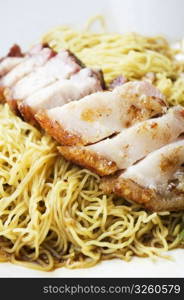 roasted pork noodle, a kind of chinese cuisine, popular in Hong Kong, Singapore and Malaysia.