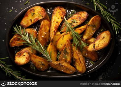 Roasted potatoes. Baked potato wedges with rosemary and olive oil. Roasted potatoes. Baked potato wedges with rosemary and olive oil.