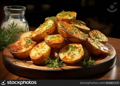Roasted potatoes tasty food. Generative AI