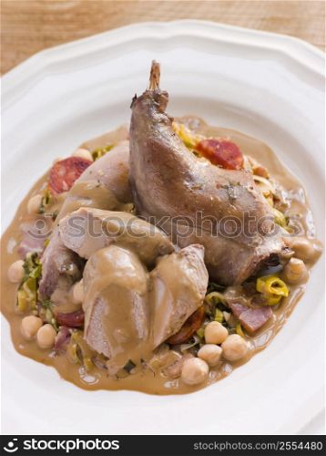 Roasted Rabbit with Chickpeas and Cabrales Sauce
