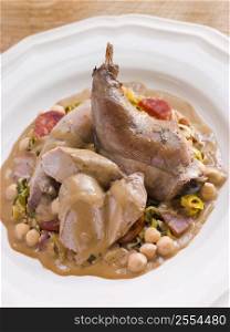 Roasted Rabbit with Chickpeas and Cabrales Sauce