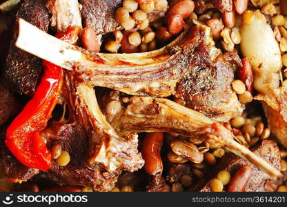 Roasted ribs and vegetables