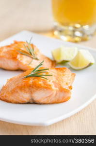 Roasted salmon steak