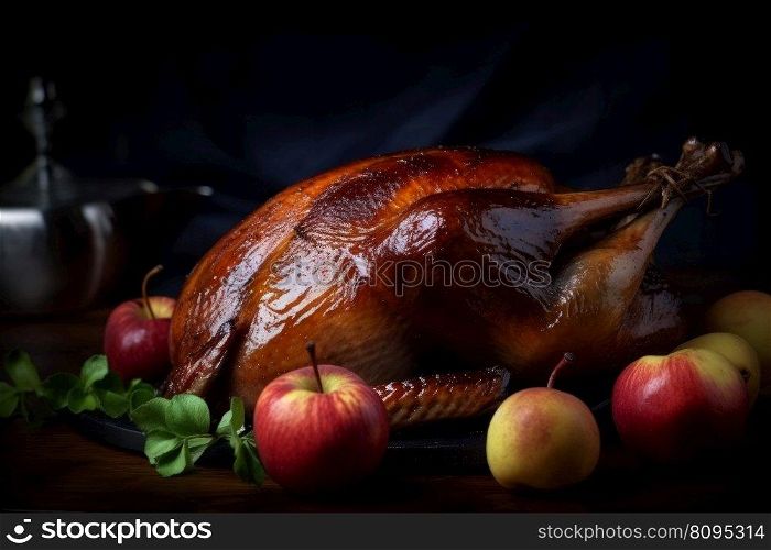 Roasted table duck. Crispy meal. Generate Ai. Roasted table duck. Generate Ai