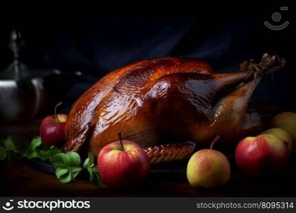 Roasted table duck. Crispy meal. Generate Ai. Roasted table duck. Generate Ai