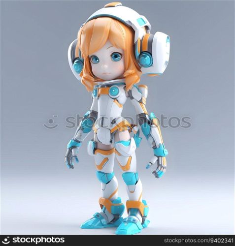 Robot - 3D Illustration of a female robot with headphones