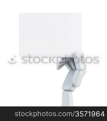 robot&acute;s hand hold blank business card