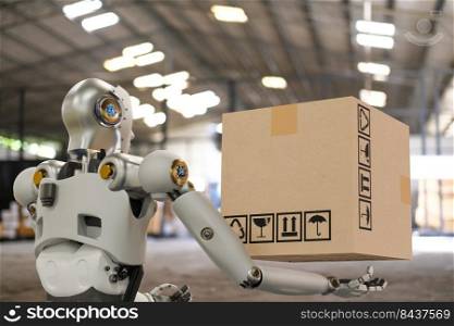 Robot arm Object for manufacturing industry technology Product export and import of future Robot cyber in the warehouse by hand mechanical future  technology