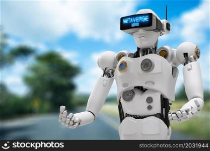 Robot community metaverse for VR avatar reality game virtual reality of people blockchain connect technology investment, business lifestyle technology 2022