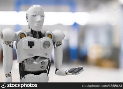 Robot cyber future futuristic humanoid with auto, automobile, automotive car check, for fix in garage industry so inspection, inspector insurance maintenance mechanic repair robot service technology