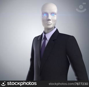 robot dressed in a business suit