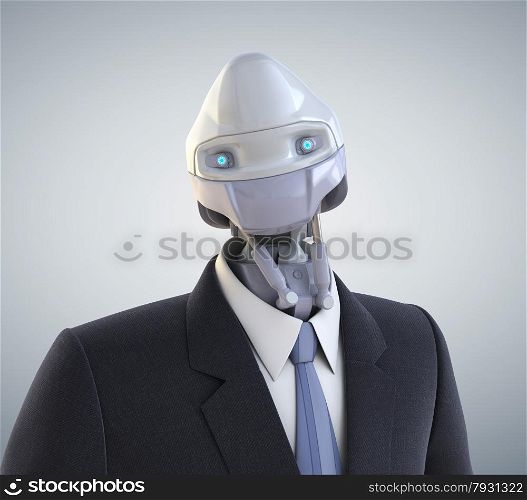 Robot dressed in a business suit. Clipping path included