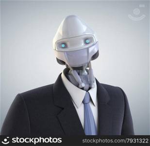 Robot dressed in a business suit. Clipping path included