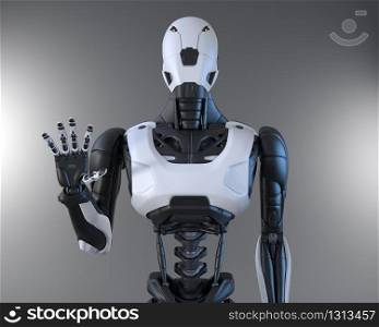 Robot gesturing with his hand . 3D illustration. Robot gesturing with his hand