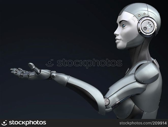 Robot giving his hand. 3D illustration. Robot giving his hand