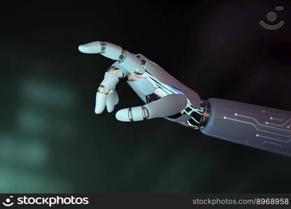 Robot hand finger pointing, AI technology background