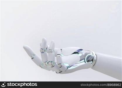 Robot hand showing background, 3D AI technology side view