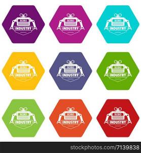 Robot icons 9 set coloful isolated on white for web. Robot icons set 9 vector
