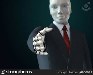 Robot in suit giving his hand. Robot in suit giving his hand. 3D illustration