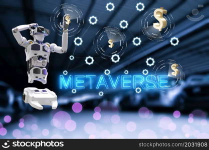 Robot metaverse VR avatar reality game virtual reality of people blockchain technology investment, business lifestyle virtual reality vr world connection cyber avatar metaverse people 2022 3D RENDER