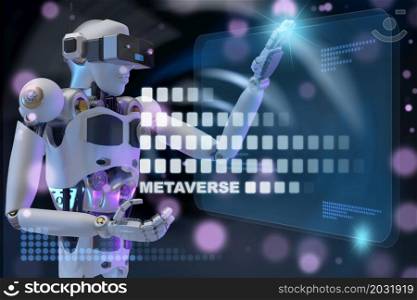 Robot metaverse VR avatar reality game virtual reality of people blockchain technology investment, business lifestyle virtual reality vr world connection cyber avatar metaverse people 2022 3D RENDER
