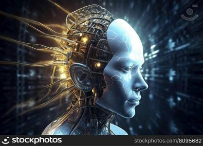 Robot mind. Future digital automated. Generate Ai. Robot mind. Generate Ai