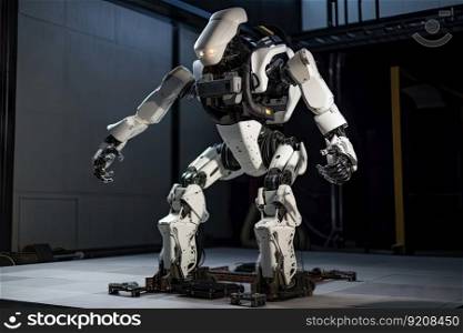 robot moving through simulated environment, performing programmed actions, created with generative ai. robot moving through simulated environment, performing programmed actions