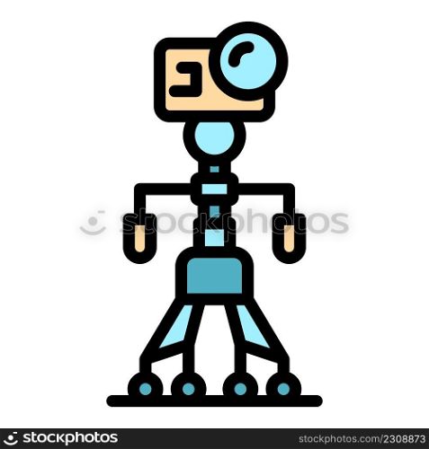 Robot tripod icon. Outline robot tripod vector icon color flat isolated. Robot tripod icon color outline vector