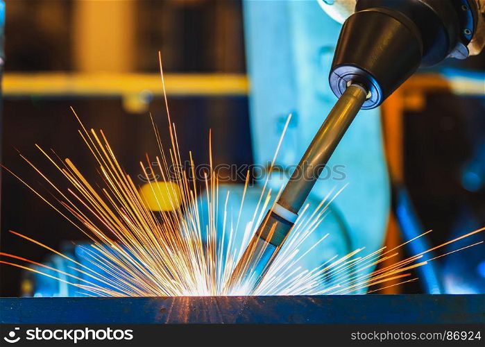 robot welding part in automotive industrial