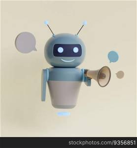 Robot with megaphone. 3d render illustration