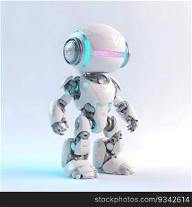 Robot with web camera. 3D rendering. White background.