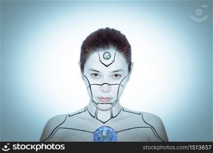robot women portrait design concept future technology