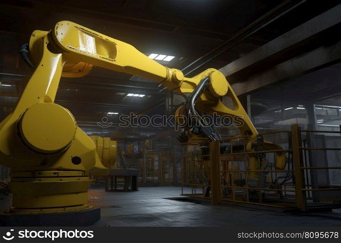 Robotic arm industrial. Machine production. Generate Ai. Robotic arm industrial. Generate Ai