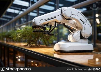 Robotic arm modern industrial technology. Generative AI