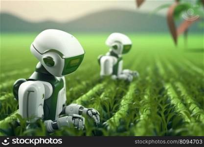 Robotic farmers field. Automated iot. Generate Ai. Robotic farmers field. Generate Ai