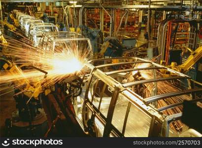 Robots welding automobile van bodies, Baltimore, Maryland, USA