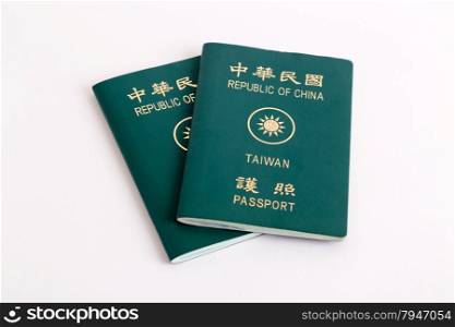 ROC Taiwan passports on white background