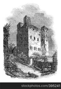 Rochester Castle, vintage engraved illustration. Colorful History of England, 1837.