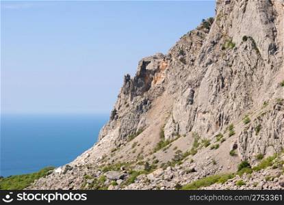 Rock. A picturesque top of mountain. The Crimean peninsula