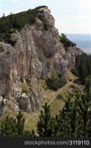 Rock and footpath in mountain Durmitor, Montenegro