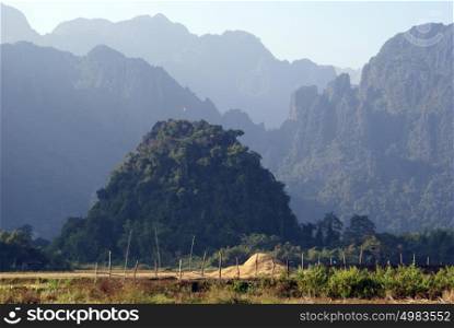 Rock and mountain area in North Laos