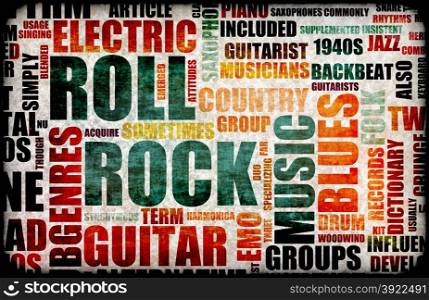 Rock and Roll. Rock and Roll Music Poster Art as Background