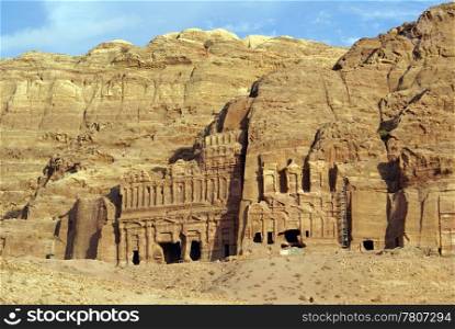 Rock and royal tombs in Petra, Jordan
